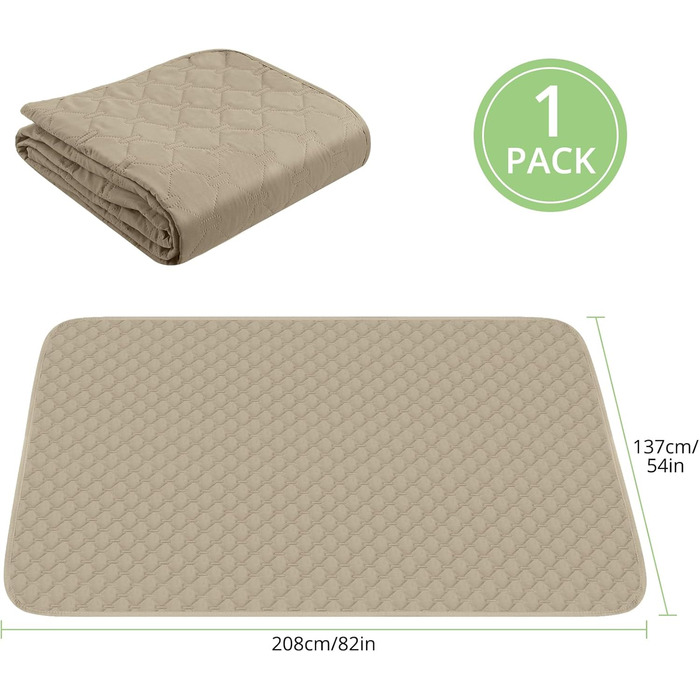 Водонепроникний килимок для собак, килимок для котів, антиковзкий, міцний, для захисту дивану, ліжка, автокрісла, можна прати в пральній машині (172 x 208 см, Хакі, M (137x208 см))