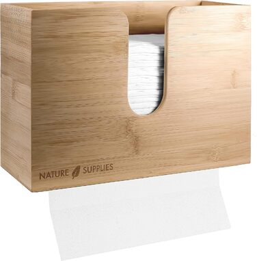 Nature Supplies Wooden Paper Towel Dispenser - Paper Towel Holder with Wall Mount or Tabletop Use, for C-, Z-, or Interfold-Folded Paper Towels