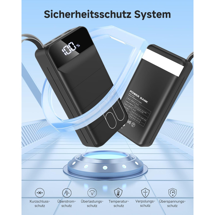 Power Bank 60000mAh 22.5W USB-C PD, Зовнішній акумулятор для смартфонів, планшетів, чорний