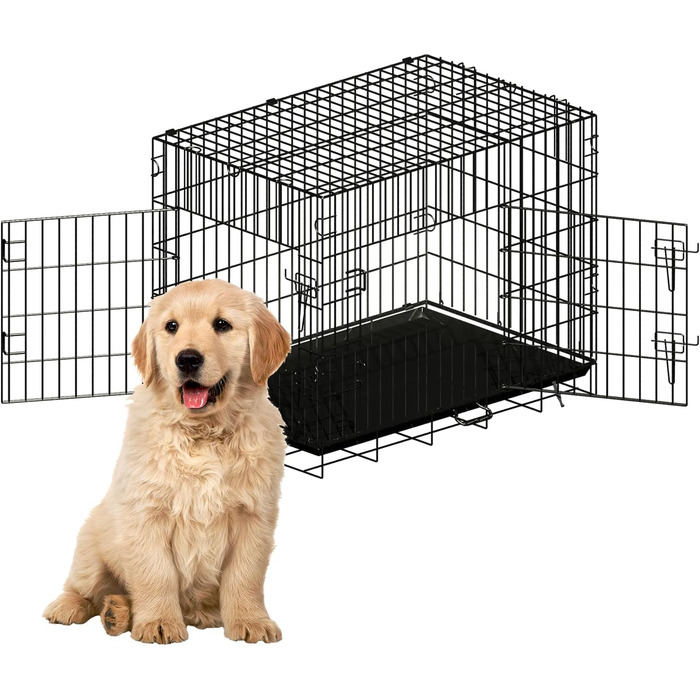 Переносна вольєр для собак з подвійними дверима, з піддоном та перегородкою, 76.2 x 45.7 x 53.3 см