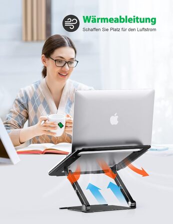 Підставка для ноутбука Glangeh з алюмінію, ергономічна, регульована висота, для MacBook, Dell, HP, 10-16