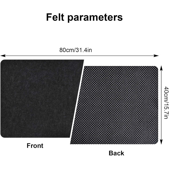 Килимок для столу з фетру, великий, 80x40 см. Нековзний килимок для столу, ігровий килимок, килимок для письма, офісний захист столу (Сірий)