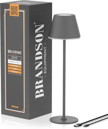 LED настільна лампа CSL з акумулятором - бездротова, сенсорна, димування, 3 кольори світла, метал, великий акумулятор, для дому та вулиці, колір антрацит