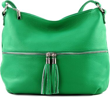 Сумка жіноча шкіряна через плече Modamoda T159, ручної роботи, Італія (Листяний зелений)