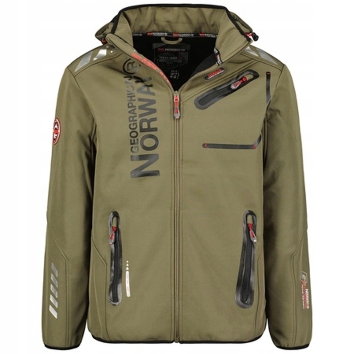 Чоловіча куртка софтшелл Geographical Norway з каптуром, водонепроникна, зелена, розмір L