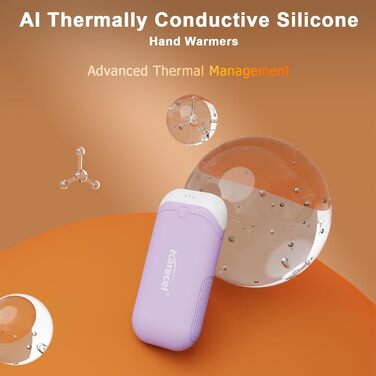 Електричні грілки для рук Karecel, 2 шт. - USB перезарядна модель, 10000mAh, для кемпінгу, гольфу, на вулицю (фіолетовий)