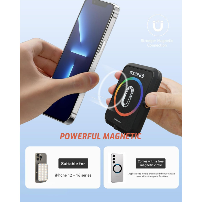 LED кільцеве світло Handy Licht для iPhone: 90 світлодіодів, RGB, магнітне кріплення, для фото та відео