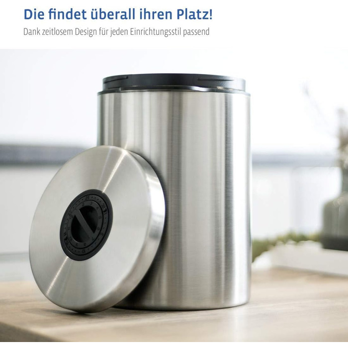 Контейнер для кави Xavax на 1 кг (з ложкою, з нержавіючої сталі, герметичний) срібний, One Size