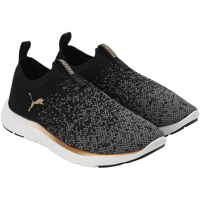 Жіночі кросівки Puma Softride Remi Slip-on для бігу та повсякденного носіння (37.5 EU, чорний, золотий, темно-сірий)