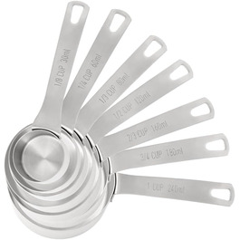 Набір мірних склянок Chef Pomodoro з нержавіючої сталі (7 шт., 30–240 мл) – для кухні та випічки