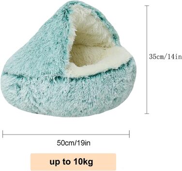 YAGE Soothing Cat Bed, Fluffy Plush Kitten Bed, Washable Anti-Anxiety Puppy Bed, Pet Bed for Small Dogs Soft Warm Donut Cat Sleeping Bag. No.: 015002802-0001 (M-50CM, green)
