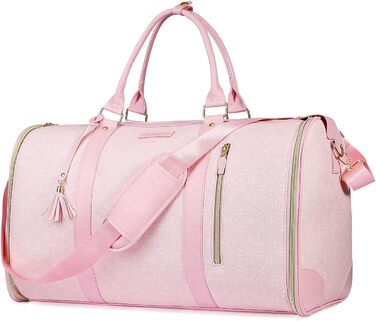 Сумка-трансформер для подорожей 50 л, 2-в-1 з водонепроникним відділенням для взуття та системою проти зминання – для жінок та чоловіків, ідеальна для ділових поїздок та відпочинку (Рожева)