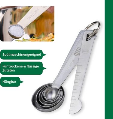 Набір мірних ложок Fackelmann Premium з нержавіючої сталі, 7 шт., гравійовані розміри, для спецій та рідин, придатні для миття в посудомийній машині
