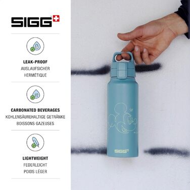 SIGG - Aluminum Drinking Bottle - WMB ONE - Made in Switzerland - ClimatePartner Certified - Carbonated Beverage Safe - Leak-Proof - Featherlight - BPA-Free - Outdoor - 0.75L & 1L (8 Mickey Mouse Lines, Disney)