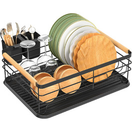 Dish Drying Rack, Dish Basket, Dish Drying Rack, Dish Drying Stand, Dish Drying Rack for Countertop Sink Organizer (White) (Black)