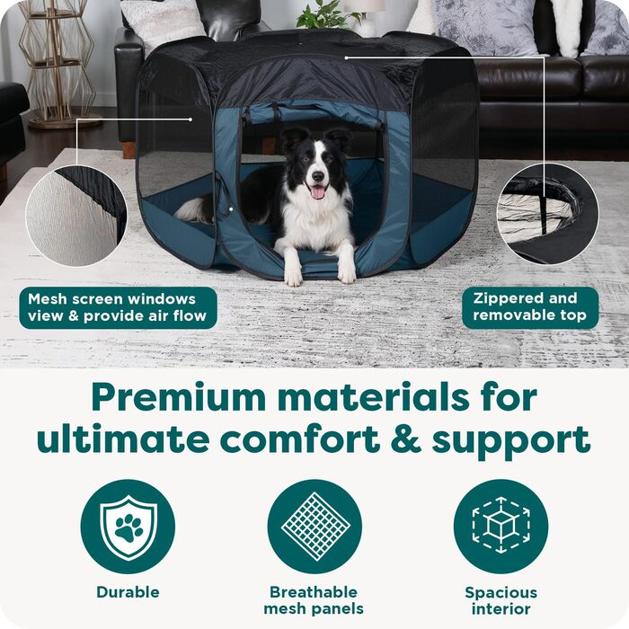 Будинок для собак та котів Furhaven – вольєр-стінка, ігровий майданчик, намет, великий (Сірий камінь, Extra Large)