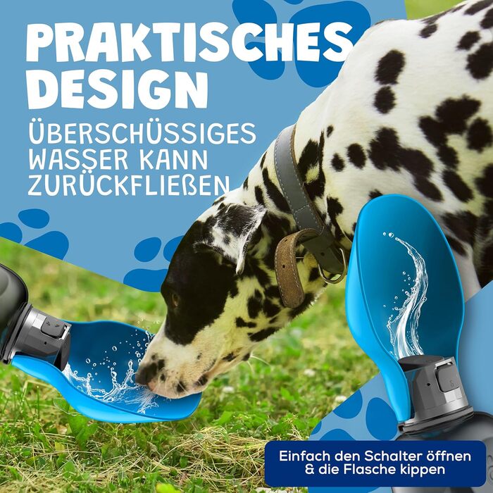 Набір для собак 2 шт: велика складана пляшка для води 800 мл + зубна щітка | Преміум якість, витік неможливий | Для подорожей