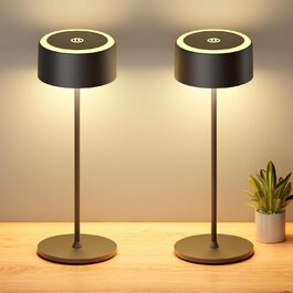 Бездротова LED-лампа TYEE для дому та вулиці: регульоване світло, акумулятор, USB-C, IP54, чорний (2 шт.)