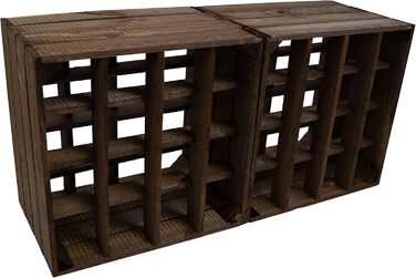 Wine Rack 16-Bottle Dark Finish, Dimensions 40x40x27cm, Shelf Box, Bottle Storage, Wine Rack, Apple Crate/Wine Crate (2-Piece Set Wine Rack 16-Bottle Dark)