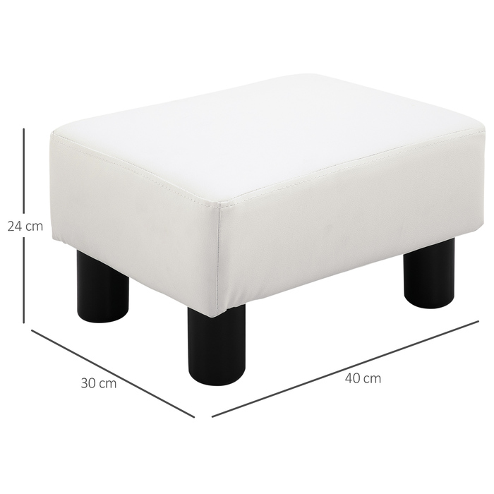 Пуф HOMCOM у стилі Честерфілд з штучної шкіри, білий, 40x30x24 см | Aosom