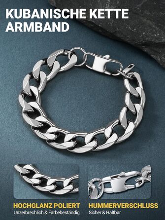 Чоловічий браслет-ланцюг PROSTEEL з нержавіючої сталі, класичний панцирний стиль, сріблястий (23 см, ширина 13 мм)