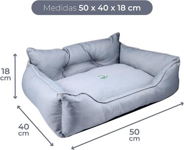 UNITED COLORS OF BENETTON. Pets - Dog bed, ergonomic bed, for medium-sized dogs, made of polyester, machine washable, size M, (grey, 50 cm)