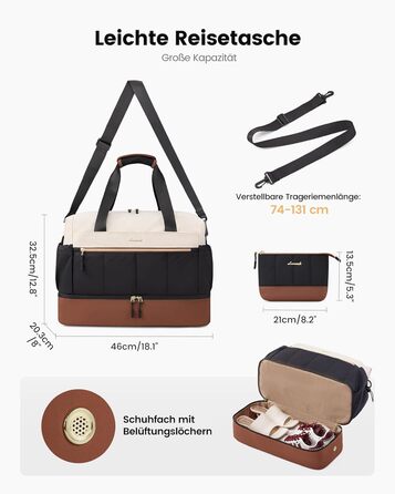 Сумка-валіза LOVEVOOK для жінок, легка, клінічна/лікарняна сумка, дорожня сумка-мішок, валіза ручної поклажі, спортивна сумка з відділенням для взуття (бежевий+світло-зелений+оливковий, M-30L)