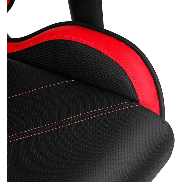 Професійне ігрове крісло DRIFT GAMING DR350 ергономічне, з 4D-підлокітниками, подушками під поперек та шию, нахил 135°, безшумні колеса, чорно-червоне