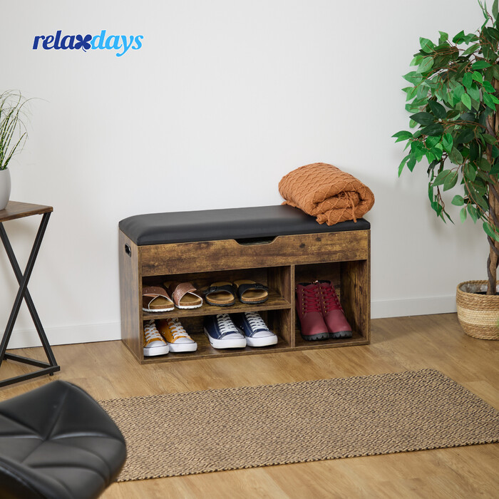 Relaxdays Лавка для взуття з сидінням і місцем для зберігання
