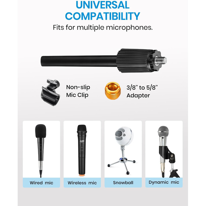 Підставка для мікрофона Moukey на стіл з кліпсою, регульована, 5/8