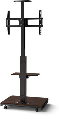 Моторний підставка для телевізора XTRARM Elite: регулювання висоти, VESA 600x400, 40-86 дюймів, 60 кг, з полицями та стійкою для розеток (Білий, горіх)