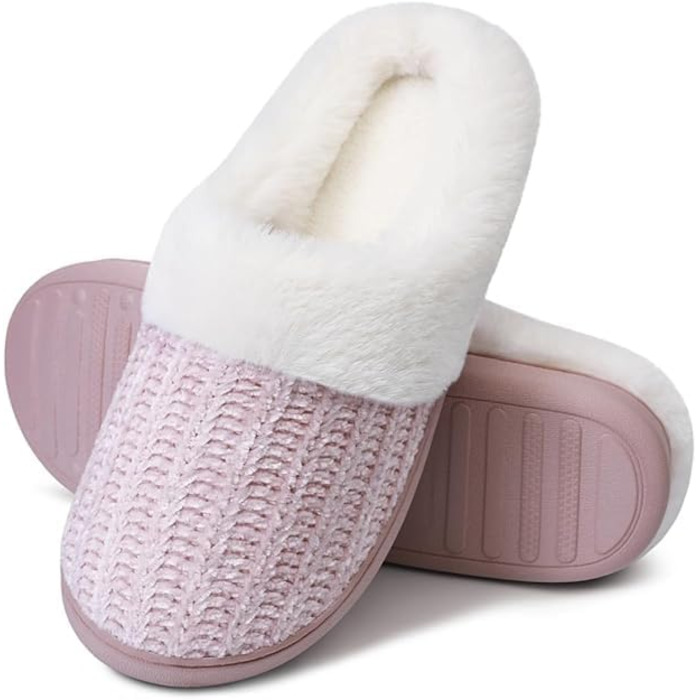 Жіночі тапочки MIXIN з пам'яті піни, теплі в'язані домашні тапочки, зручні сліпони, рожеві, 39 EU