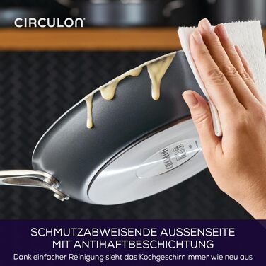 Сковорода Circulon Scratch Defense з антипригарним покриттям 25 см - індукційна сковорода з довговічним покриттям, придатна для миття в посудомийній машині та випікання в духовці, сіра