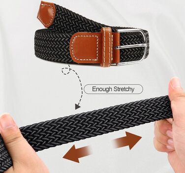 Багатокольоровий тканинний еластичний ремінь для жінок та чоловіків, плетений гольф-ремень, для джинсів, спортивних штанів, темно-зелений (розмір поясу 38'-42') (чорний та білий, для розміру поясу 32'-37')