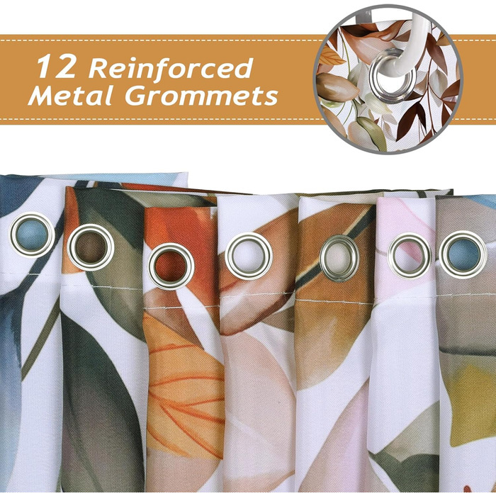 Шторка для душу Bonhause з зображенням зеленого листя, 180x180 см, антигрибкова, водонепроникна, поліестер, для ванної кімнати, з 12 гачками