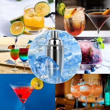 Cocktail Set 750ml Cocktail Shaker, 24pcs Bar Accessories Coctail Mixer Set Barkeepers Friend Jigger, Boston Shaker Bartender Set Decoration for Men Women (Type 4)