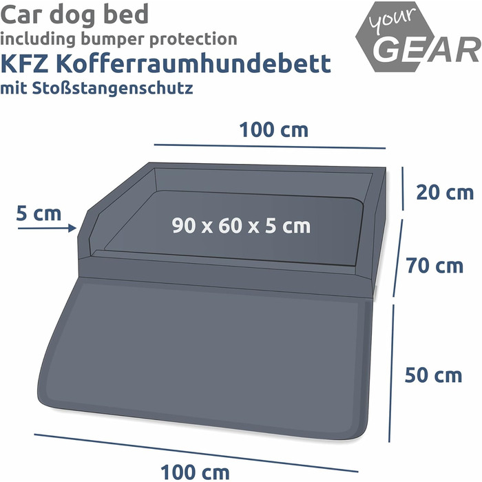 Валіза для собак Your Gear Termoli 100x70 см - захист для багажника авто, Oeko-Tex, миється - преміум захист багажника, кошик для собак, килимок для собак, туристичне ліжко для великих та малих собак