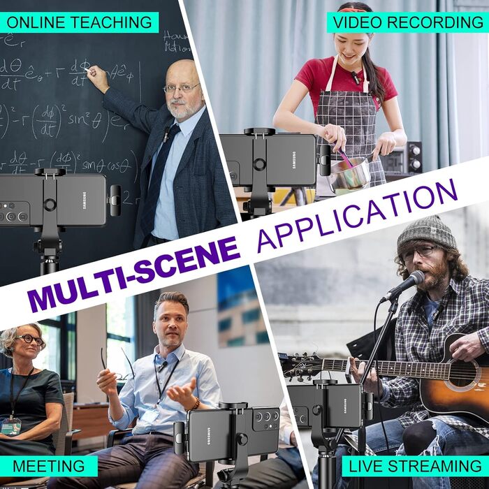 Беспроводной микрофон-зарядка Lavalier USB-C 2 в 1 для iPhone, шумоподавление KI, мини-микрофон для видеоблогинга, видео, подкастов, интервью, TikTok, YouTube - Черный (2 TX + 1 RX) (2 Mic для iOS)