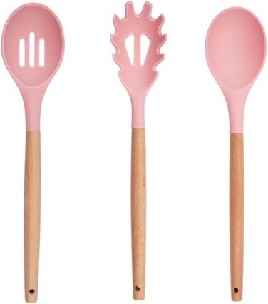 Набір кухонних аксесуарів Alpina 7 предметів з поворотним підставкою - кухонні інструменти, силікон, рожевий