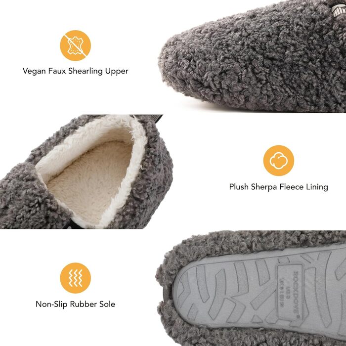 Тапочки жіночі RockDove Puff-Ease з штучного хутра, закритий задок, халатні (39 EU, світло-сірий)