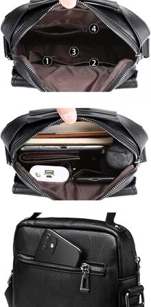 Чоловіча сумка через плече, кросбоді, месенджер з шкіри, чорна (A-schwarz)