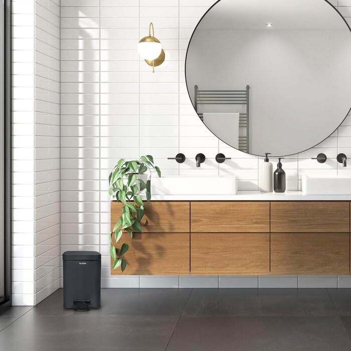Смітник для ванної кімнати YourCasa® з кришкою Soft-close та внутрішнім відром, 5л, антрацит