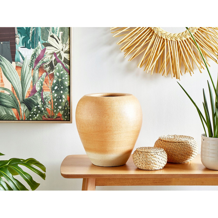 Декоративна керамічна ваза SKIONE, 34 см, світло-коричнева