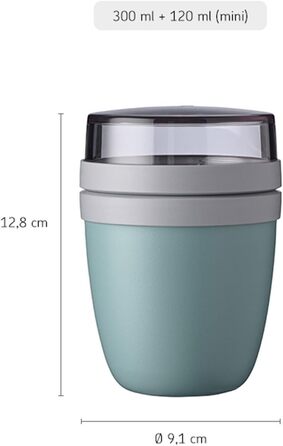 Mepal | Lunchpot Ellipse Mixed Mini | Vivid Lilac + Nordic Black | To-go muesli cup | Partition for yogurt & muesli | 300 ml + 120 ml | Suitable for freezer, microwave & dishwasher