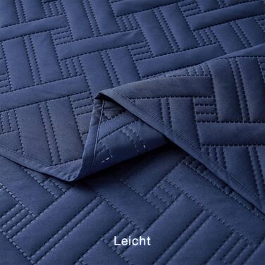 Beeweed Bedspread Throw Blanket 220x200cm Navy Blue, Bedspreads made of Microfiber, Quilted Throw Blanket Bed Cover Lightweight, Stepped Quilt with Ultrasonic Stitching and 2 Pillowcases, Basket Pattern Navy Blue 220 x 200 cm
