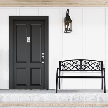 Relaxdays Garden Bench with Fleur-de-lis Motif
