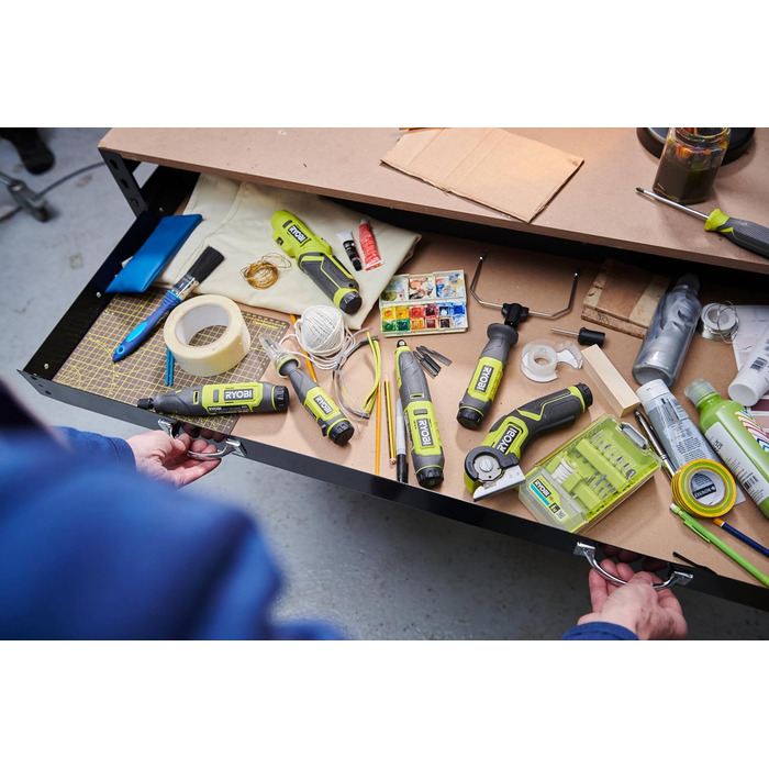 Акумуляторний шуруповерт RYOBI 4V RSD4-120TA2 з акумулятором 2.0Ah, USB-C зарядним кабелем та набором насадок