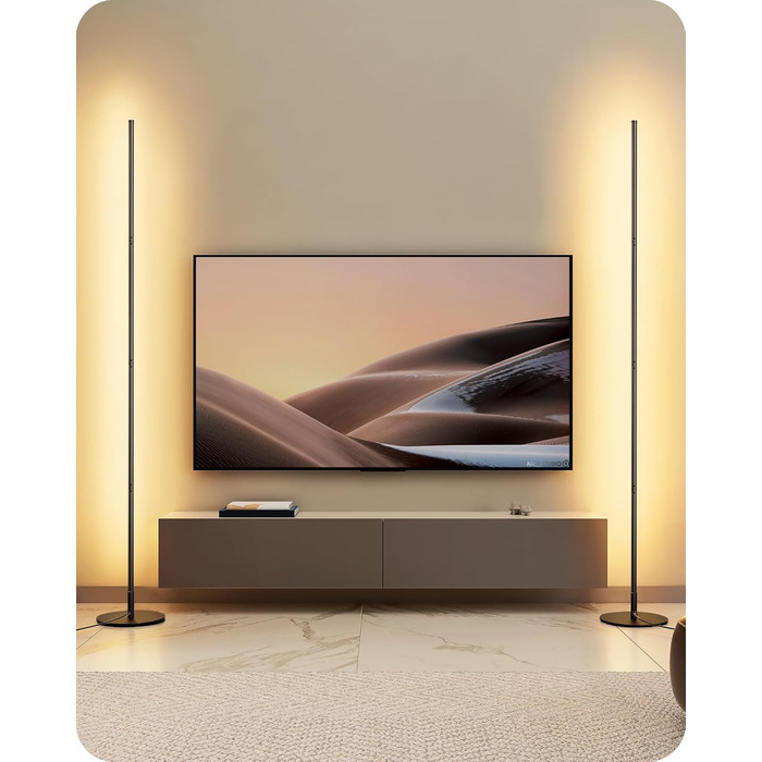 LED торшер Edishine 2 шт. з димуванням, тепле світло 3000K, регульована висота 146 см, для вітальні, спальні, офісу, чорний