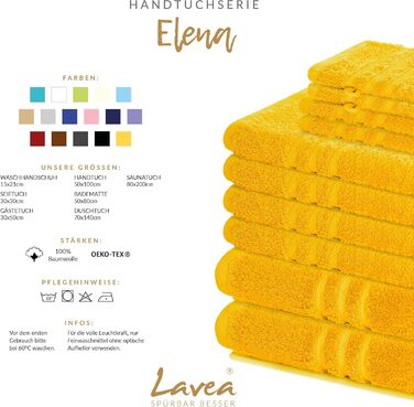 Набір рушників Lavea Elena: 10 рушників (рапсовий жовтий) – 100% бавовна, м'які, швидковисихаючі, Oeko-Tex