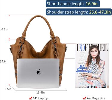 Жіноча сумка-шопер Reaer 2 в 1: сумка через плече та гаманець для офісу, навчання, подорожей (світло-коричнева)